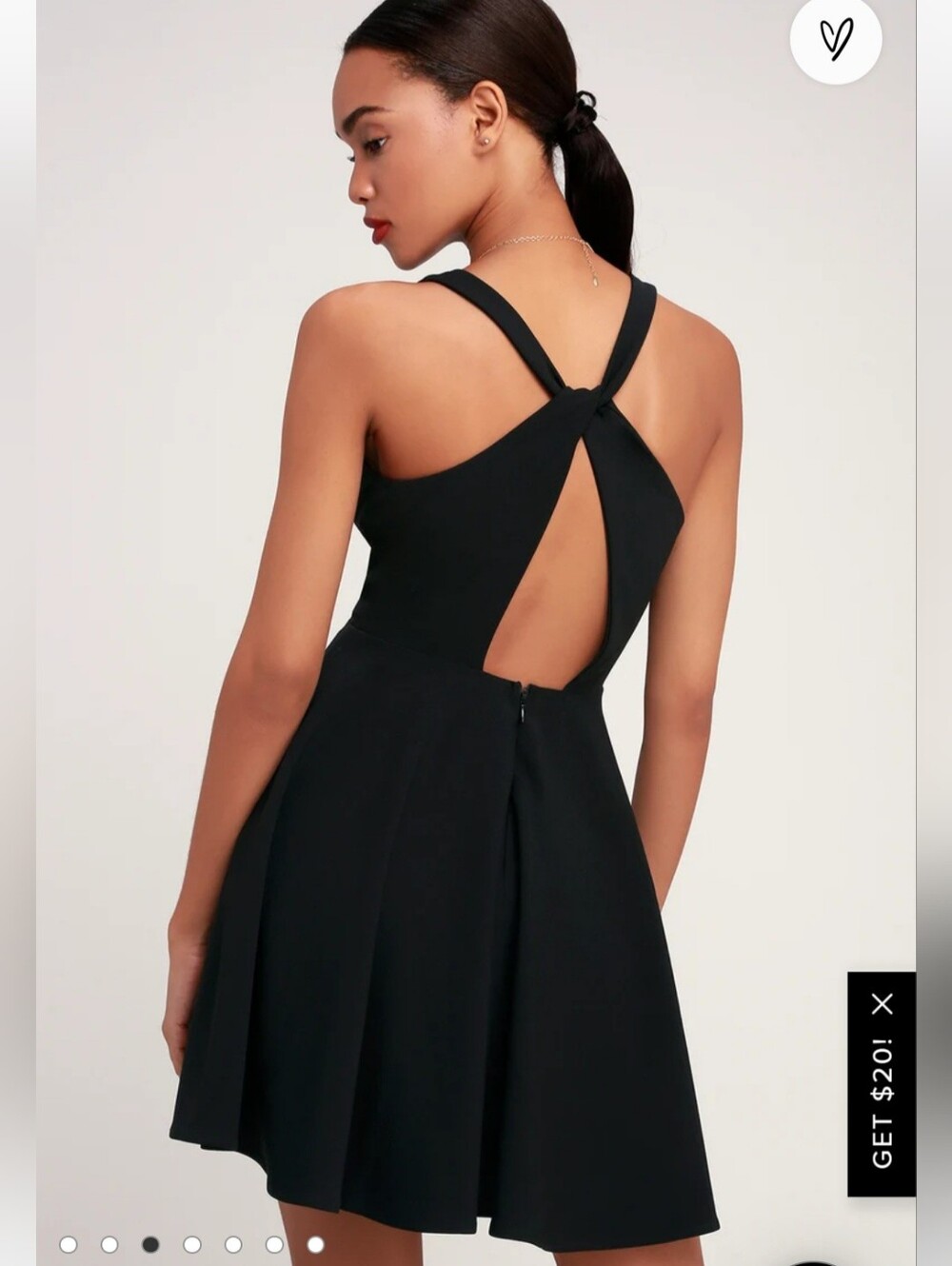 Lulu's Wonder Whirl Black Twist Back Skater Mini Dress